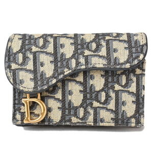 Dior Card Case Wallet Coin OBLIQUE Saddle Bloom Navy Blue